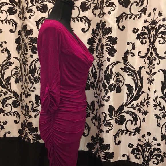 Brand New Express Ruched Dress in Magenta—Medium - Picture 2 of 8